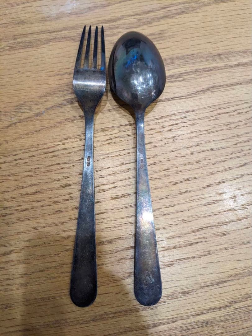 中国銀製？　足銀刻印　スプーン　フォーク