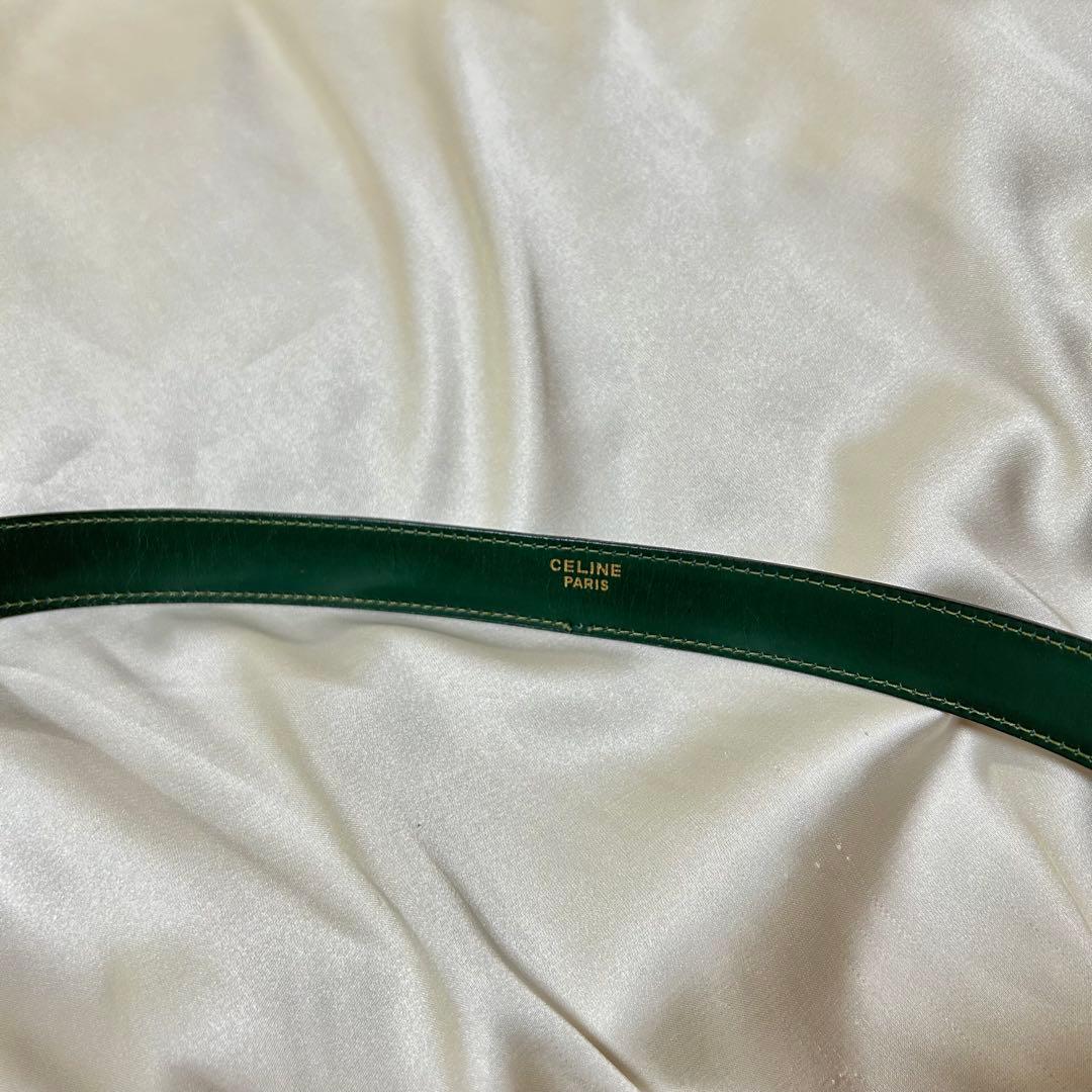 【美品】CELINE セリーヌ　ホースビットレザーベルト　グリーン