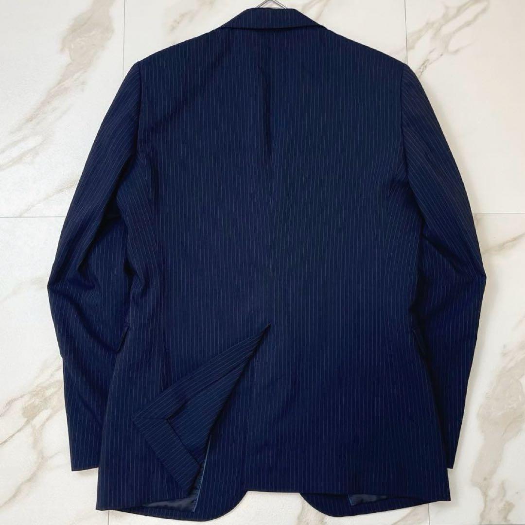 【美品】ビームスハート スーツ セットアップ ネイビー ストライプ 洗える 48
