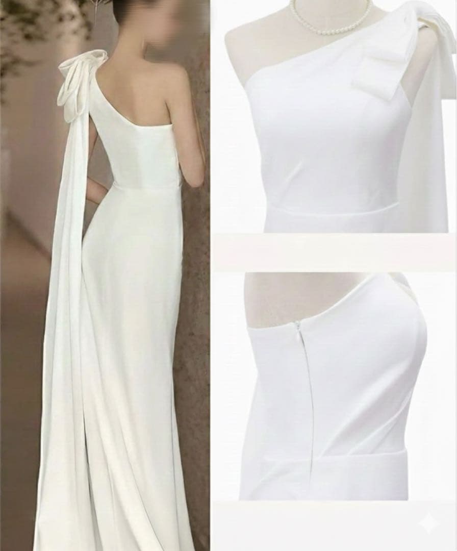 ワンショルダー マーメイドドレス ホワイト