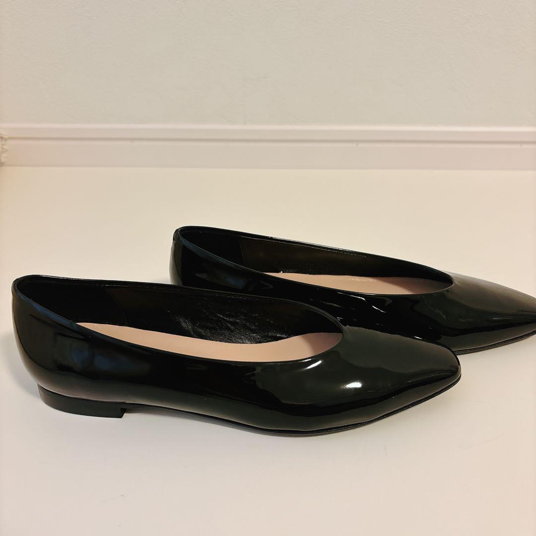 【新品未使用品】FABIO RUSCONI黒エナメルパンプスポインテッドトゥ37