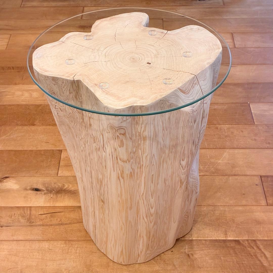 天然檜×ガラス ナチュラルテーブル　　No.1417