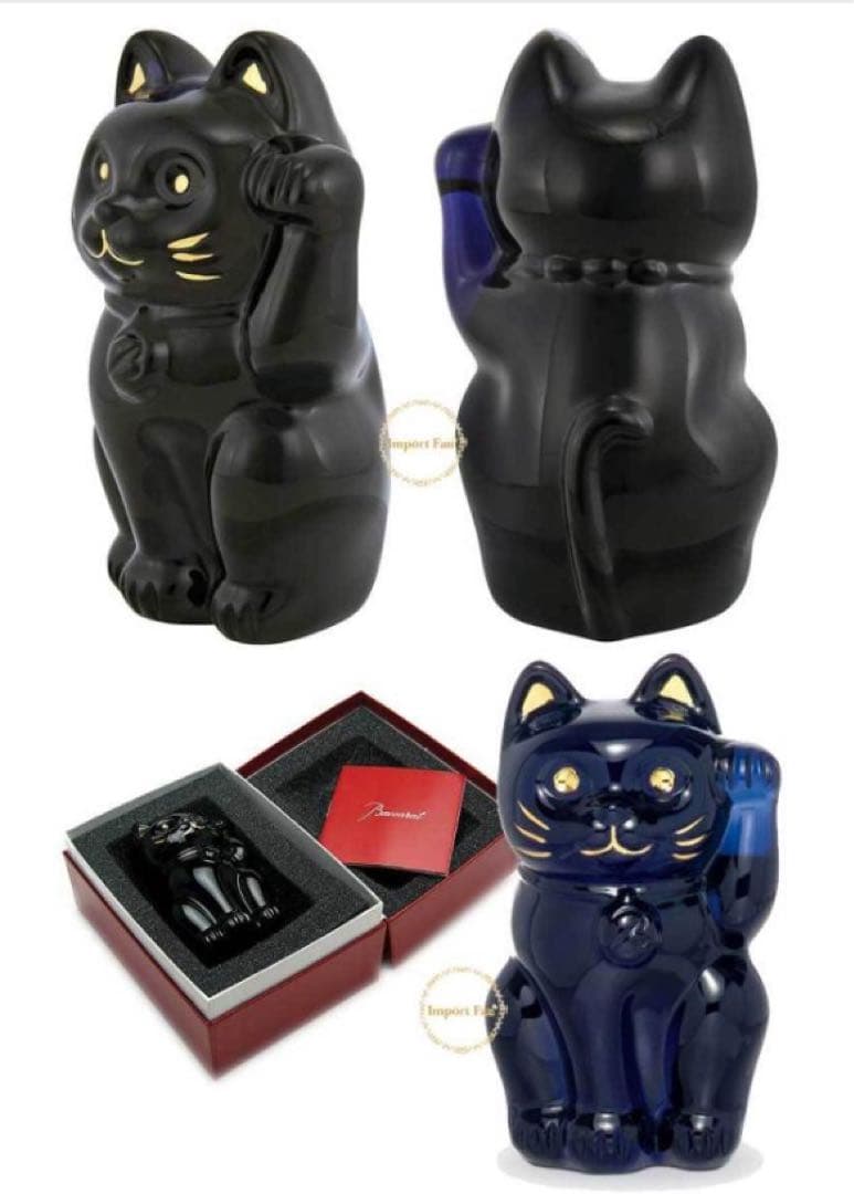 バカラ／Baccarat／招き猫／ミッドナイト／ クリスタル／縁起物／置物