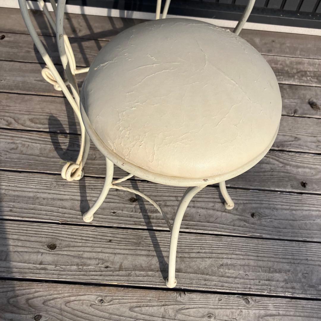 ロココ クラシカル アイアンフレーム 花装飾ドレッサー 化粧台 スツール付き