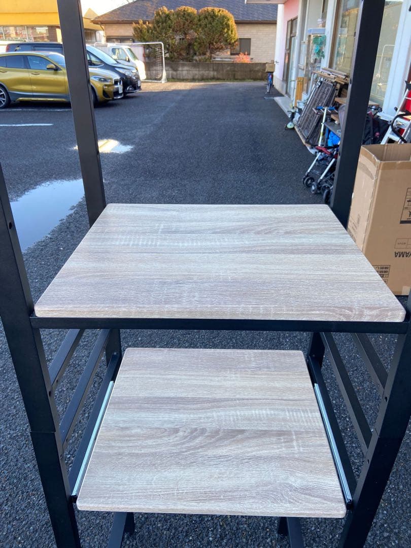 ブルックリン風 キッチンラック 3段 幅60cm ブラック