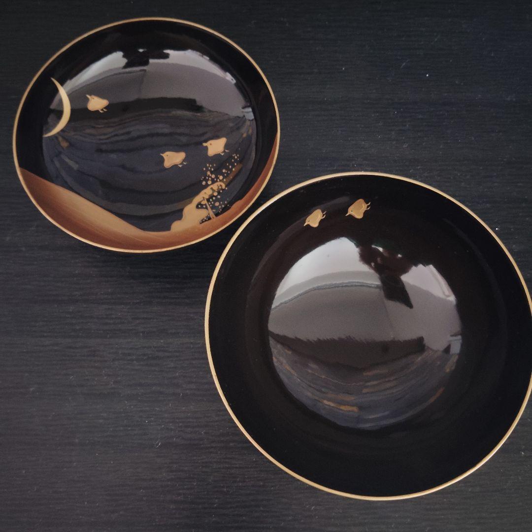 明治 骨董 輪島塗 木製 金蒔絵 波 千鳥 蓋付 吸物椀 アンティーク 元箱蓋無