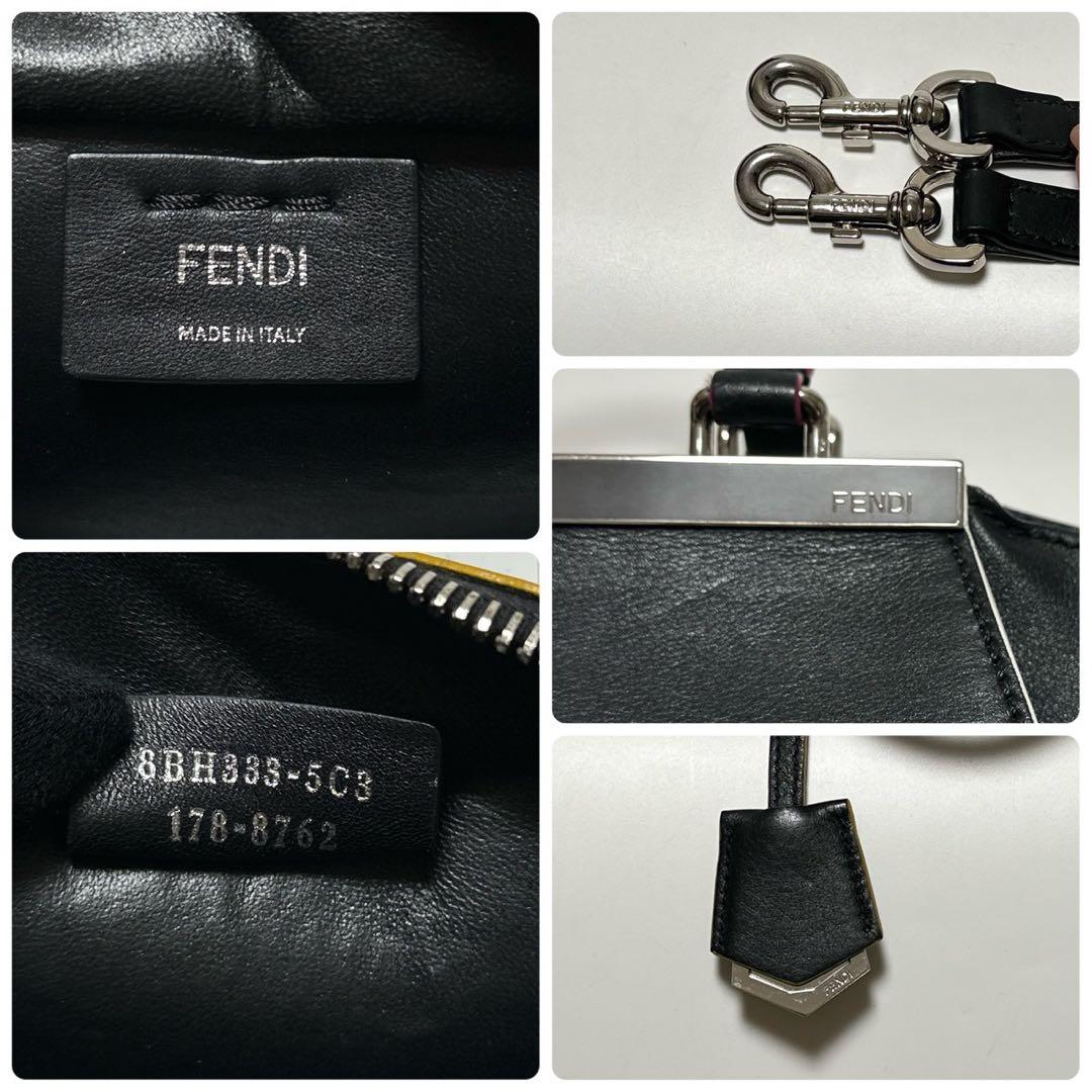 k18【極美品】保存袋付　フェンディプチトロワジュール 黒　2wayショルダー.