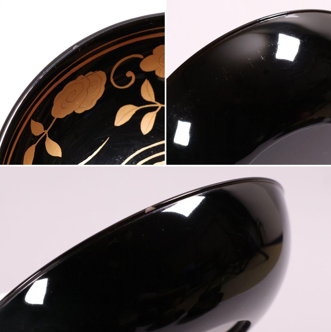【MA723】木製漆器 長寛写 金蒔絵 黒塗木皿 二十客 吉祥鶴 菓子皿 小皿
