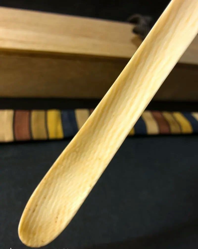 茶道具 高級自然材茶杓 桐箱西陣織袋 縞模様 裏千家 旧家蔵出美品 時代物 骨董