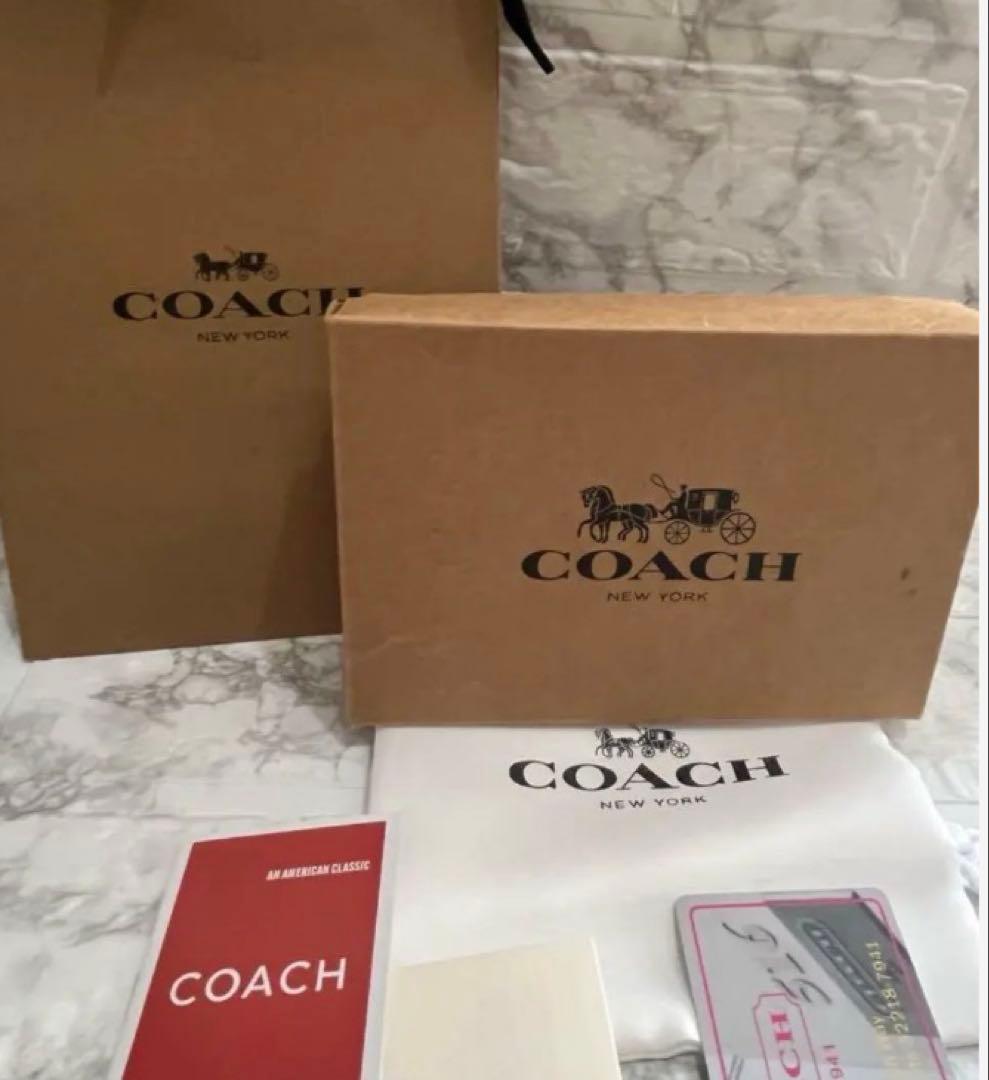 COACH 長財布 ネイビーストライプ柄