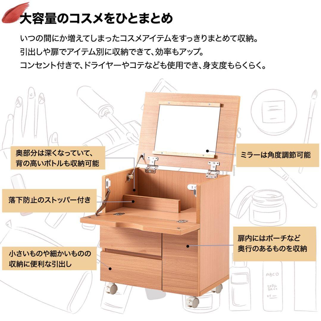 キャスター付きメイクワゴン(完成品）！ メイクボックス コスメワゴン コンパクト