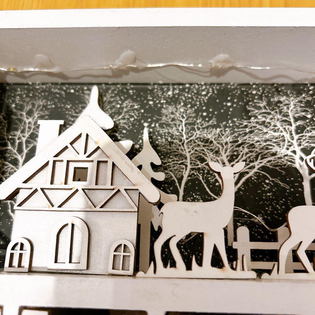 木製 折りたたみ クリスマス アドベントカレンダー トナカイ 雪 イルミ