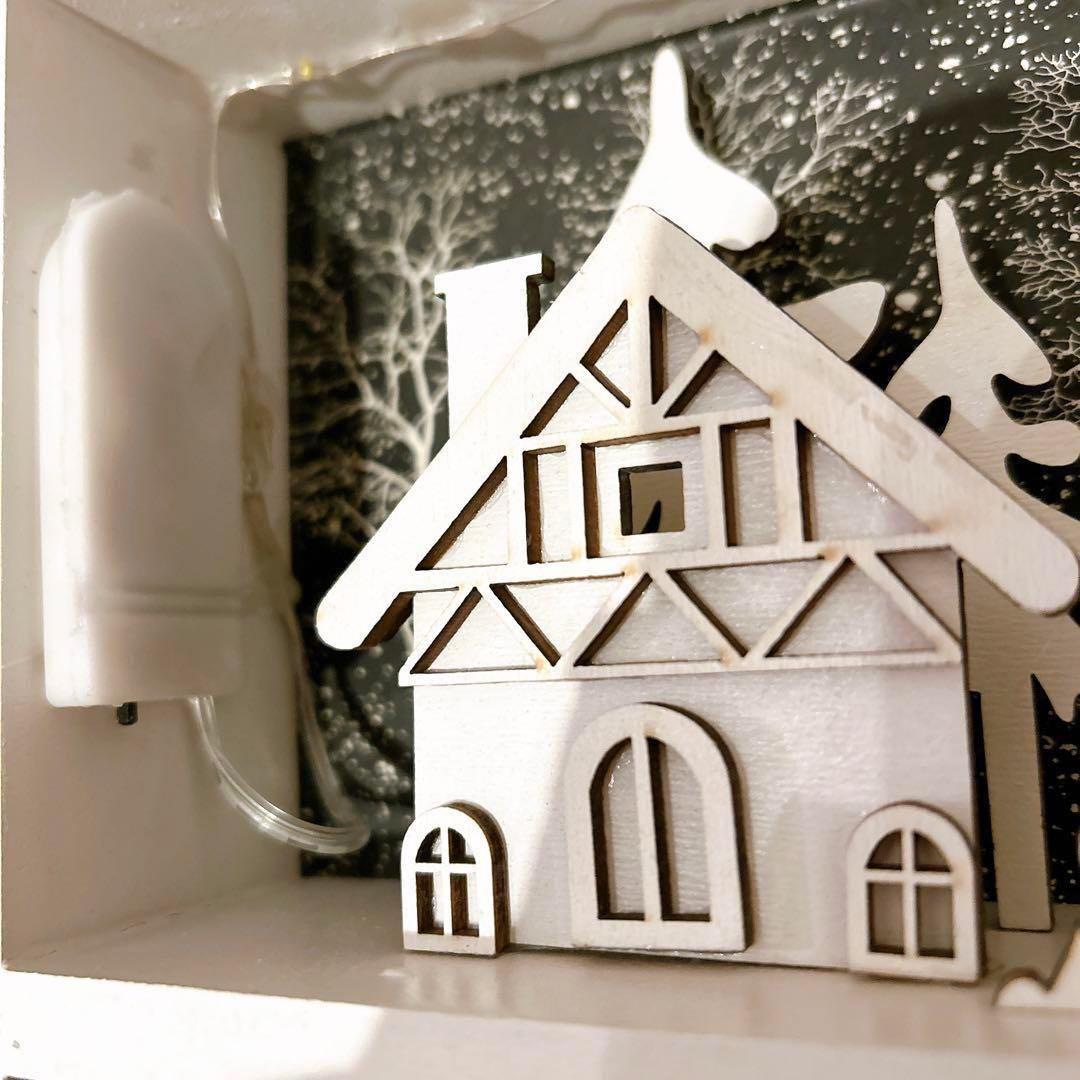 木製 折りたたみ クリスマス アドベントカレンダー トナカイ 雪 イルミ