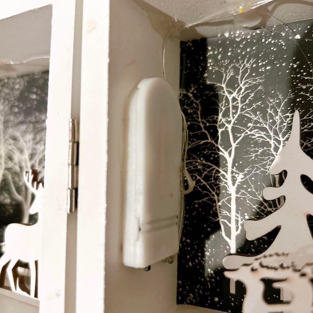 木製 折りたたみ クリスマス アドベントカレンダー トナカイ 雪 イルミ