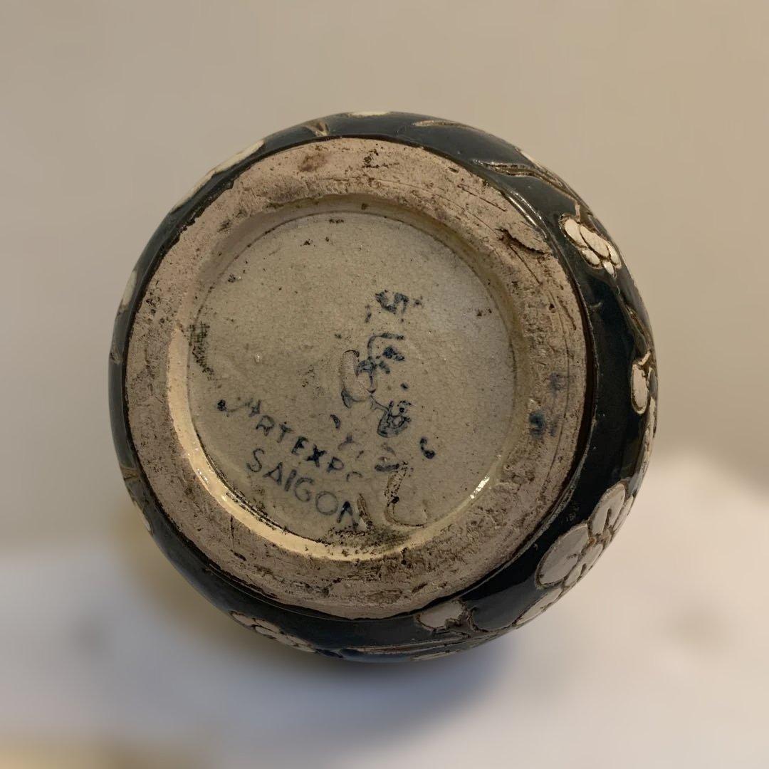 ベトナム　ヴィンテージ花器　ビエンホア　花柄　陶器　花瓶 珍品！