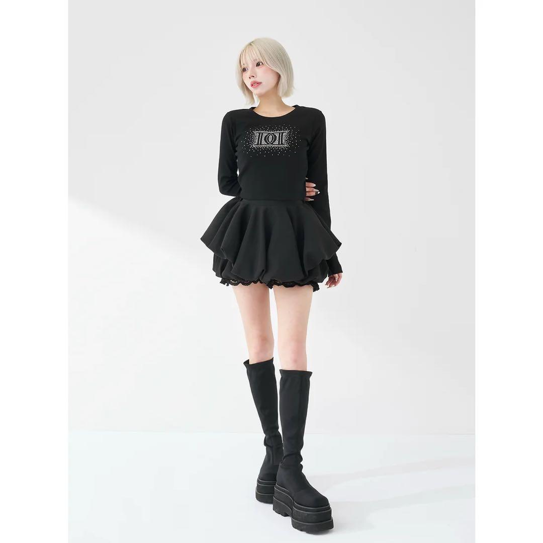 ダーリッチ 新品タグ付 シャイニーDDロゴコンパクトロングTシャツ ブラック
