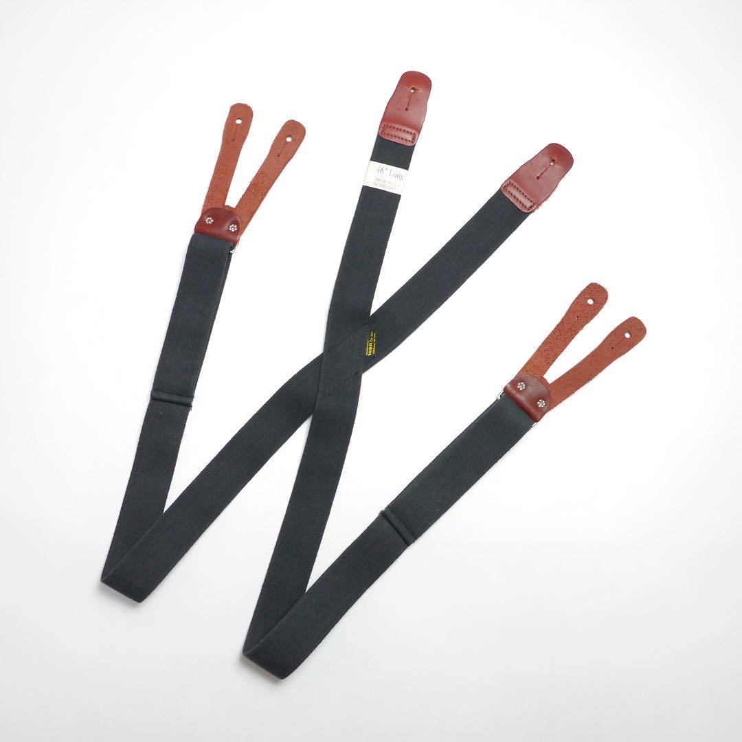 デッドWELCHキャンバス レザー サスペンダーベルト黒アウトドアワークUSA製