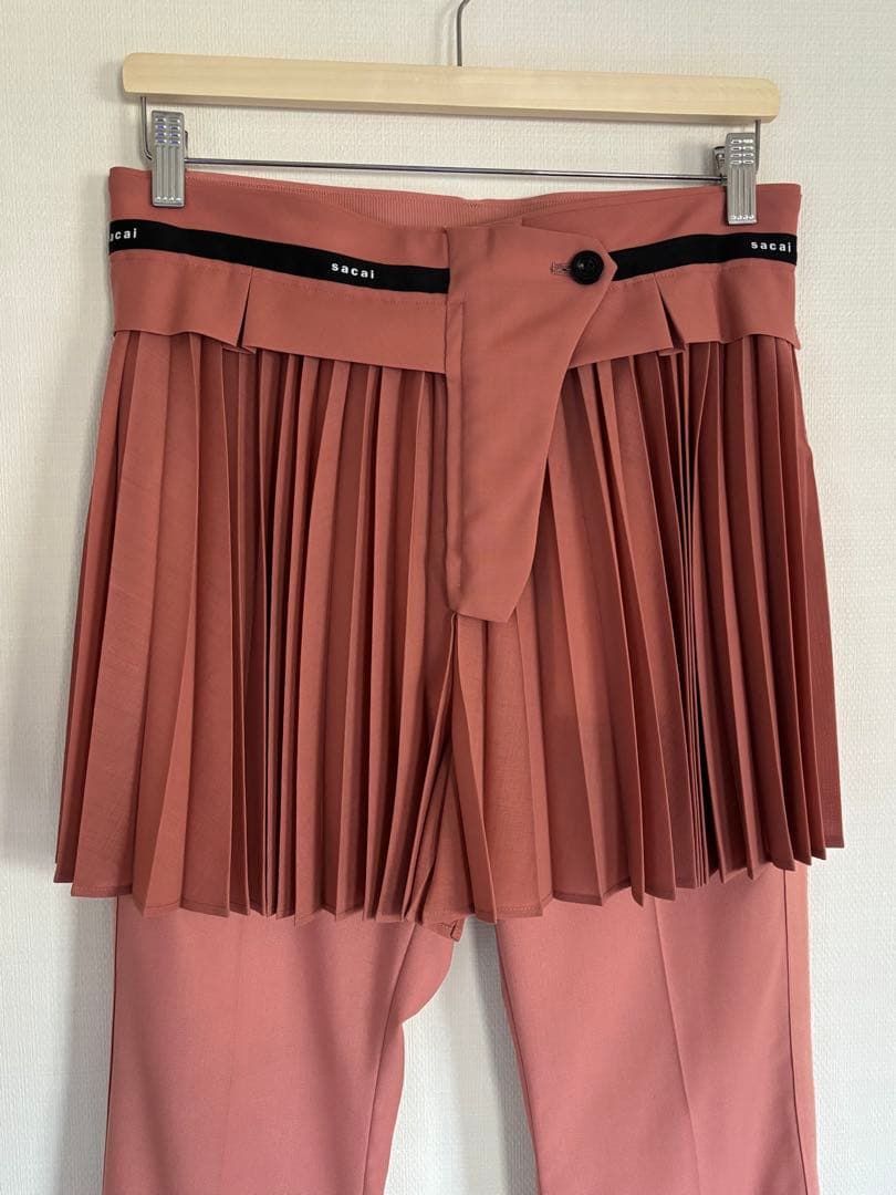 新品 sacai プリーツスカートドッキングパンツ ピンク サイズ2