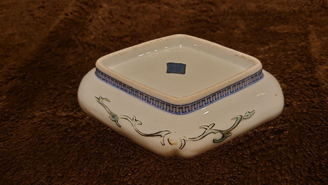 古九谷　九谷焼　菱形皿　蔵出し　唐人図　茶道具　１客