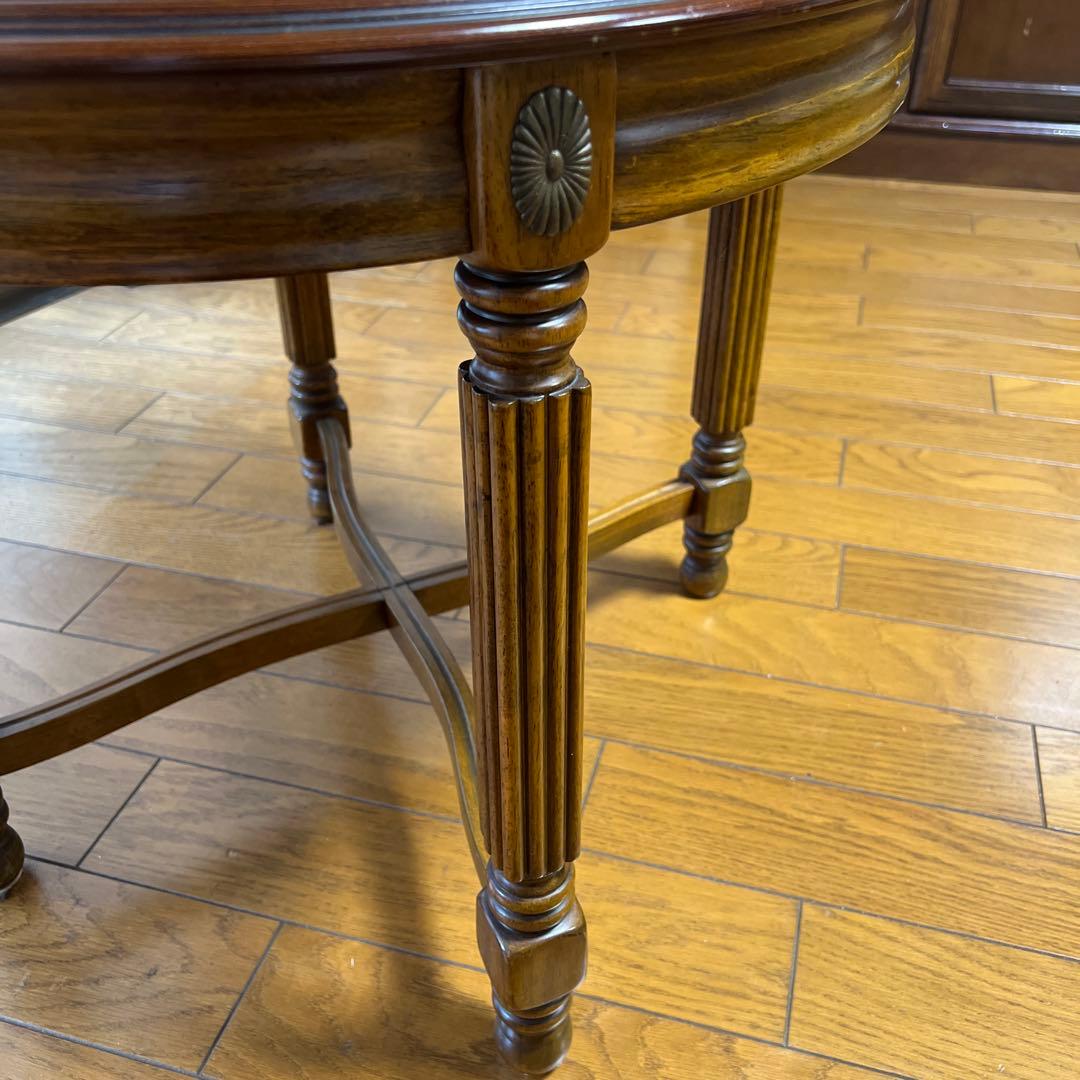 円形木製サイドテーブル ダークブラウン