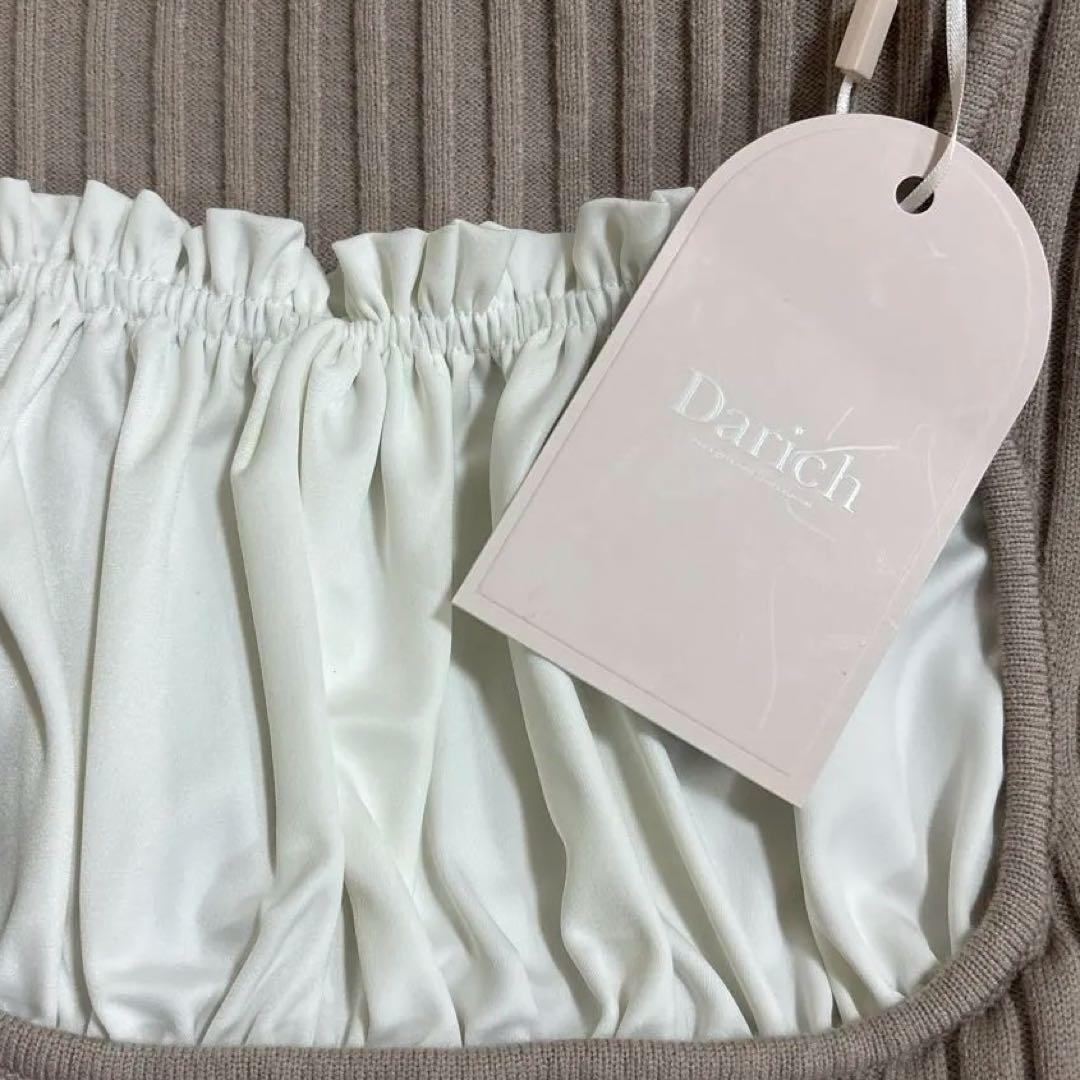 darich ネックリボンデザイン フレアニット ミニワンピース