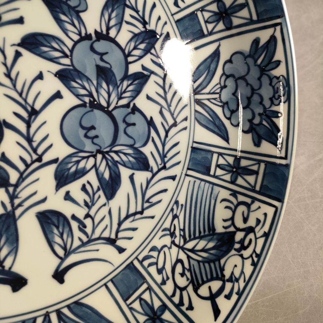 A1185-8/有田焼/源右衛門窯/染付芙蓉手皿6客/飾皿/盛皿/懐石道具/膾皿